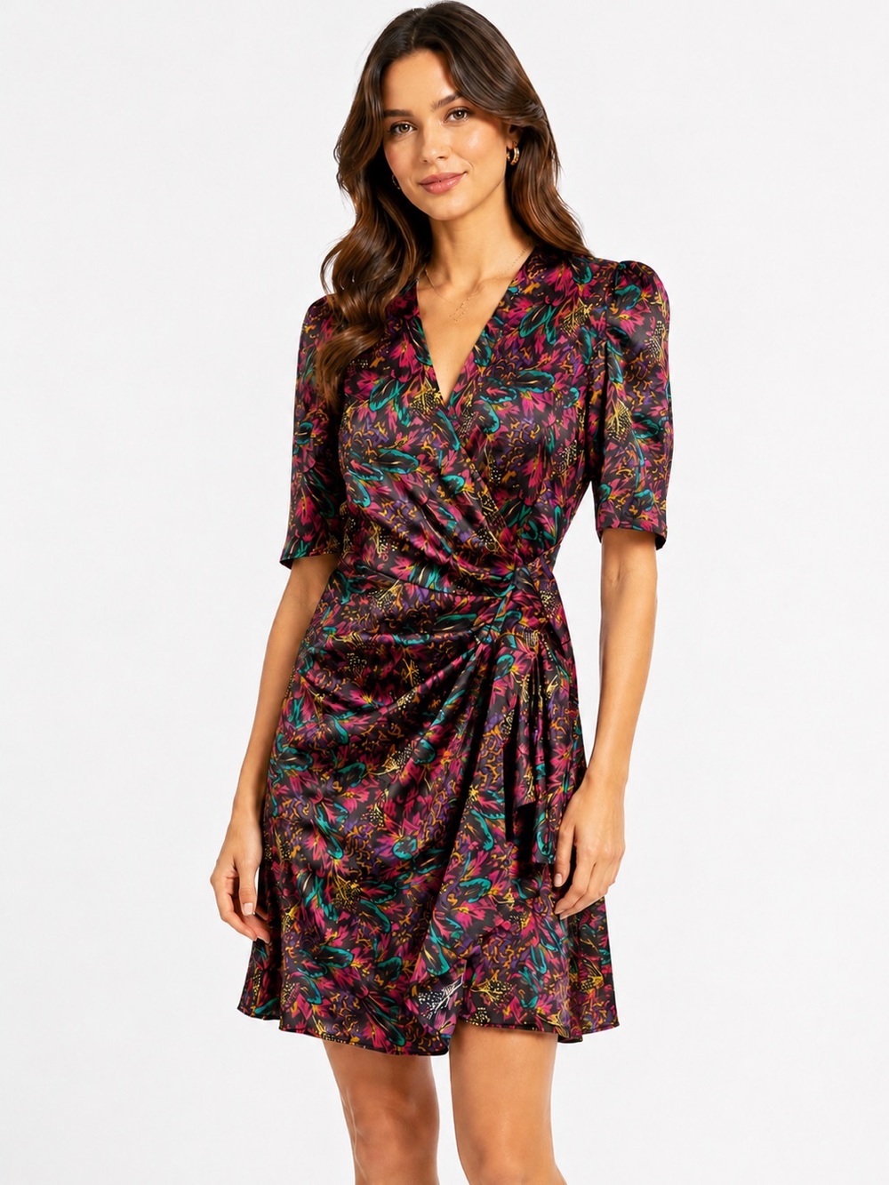 The Kooples 100% Silk Feather Print Wrap Dress NWT Size 1 Small $475